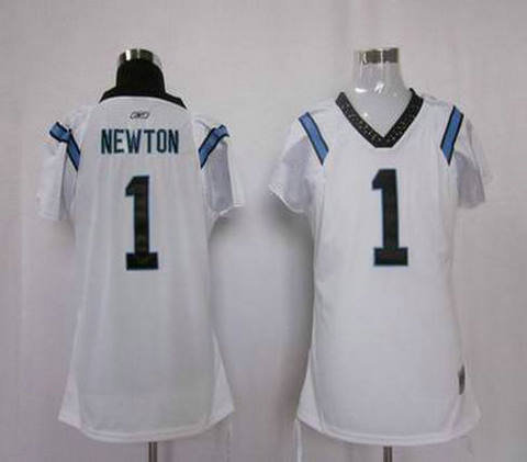 women Carolina Panthers 1 newton white color jersey