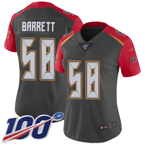 Buccaneers #58 Shaquil Barrett Gray Women's Stitched Football Limited Inverted Legend 100th Season Jersey Buccaneers #58 Shaquil Barrett Gray Women's Stitched Football Limited Inverted Legend 100th Season Jersey