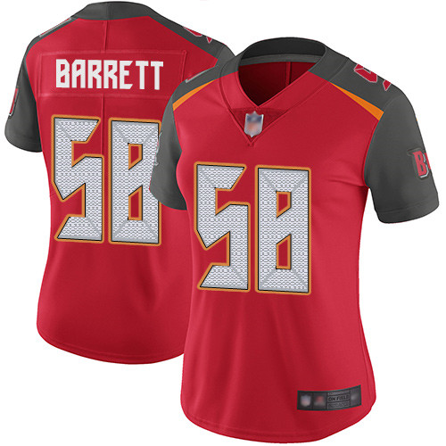 Buccaneers #58 Shaquil Barrett Red Team Color Women's Stitched Football Vapor Untouchable Limited Jersey Buccaneers #58 Shaquil Barrett Red Team Color Women's Stitched Football Vapor Untouchable Limited Jersey