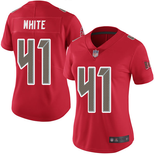 Buccaneers #41 Devin White Red Women's Stitched Football Limited Rush Jersey Buccaneers #41 Devin White Red Women's Stitched Football Limited Rush Jersey