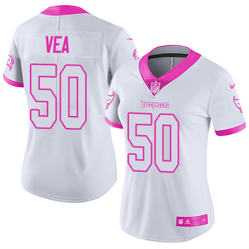 Nike Buccaneers #50 Vita Vea White Pink Women's Stitched NFL Limited Rush Fashion Jersey Nike Buccaneers #50 Vita Vea White Pink Women's Stitched NFL Limited Rush Fashion Jersey