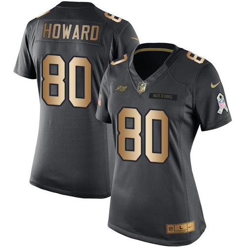 Nike Buccaneers #80 O. J. Howard Black Women's Stitched NFL Limited Gold Salute to Service Jersey Nike Buccaneers #80 O. J. Howard Black Women's Stitched NFL Limited Gold Salute to Service Jersey