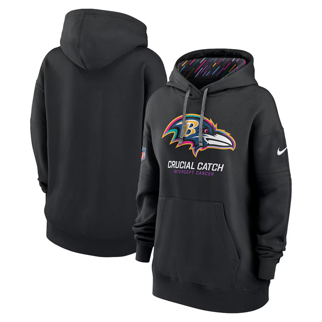 Women's Baltimore Ravens Black 2024 Crucial Catch Club Pullover Hoodie(Run Small) Women's Baltimore Ravens Black 2024 Crucial Catch Club Pullover Hoodie(Run Small)