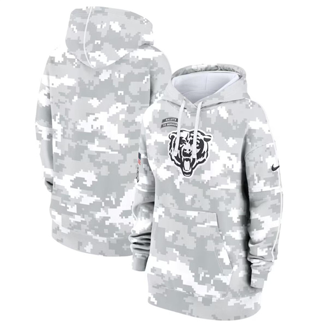 Women's Chicago Bears 2024 Arctic Camo Salute To Service Club Fleece Pullover Hoodie(Run Small) Women's Chicago Bears 2024 Arctic Camo Salute To Service Club Fleece Pullover Hoodie(Run Small)
