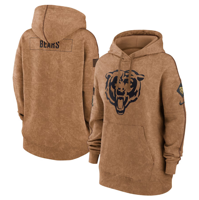 Women's Chicago Bears 2023 Brown Salute To Service Pullover Hoodie(Run Small) Women's Chicago Bears 2023 Brown Salute To Service Pullover Hoodie(Run Small)