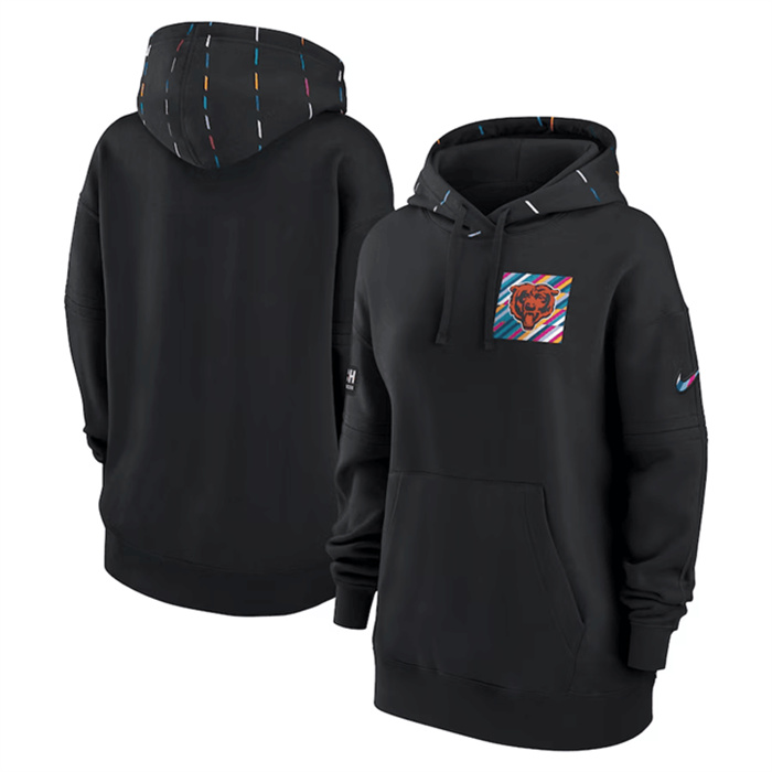 Women's Chicago Bears Black 2023 Crucial Catch Club Pullover Hoodie(Run Small) Women's Chicago Bears Black 2023 Crucial Catch Club Pullover Hoodie(Run Small)