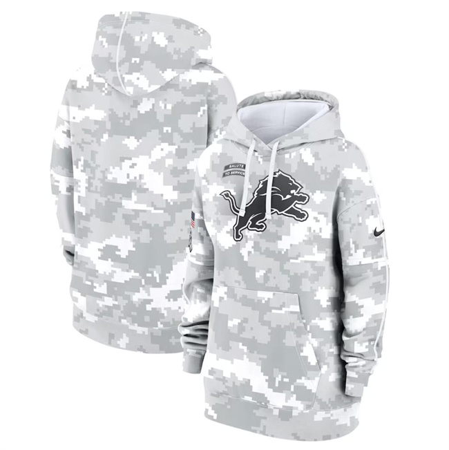 Women's Detroit Lions 2024 Arctic Camo Salute To Service Club Fleece Pullover Hoodie(Run Small) Women's Detroit Lions 2024 Arctic Camo Salute To Service Club Fleece Pullover Hoodie(Run Small)