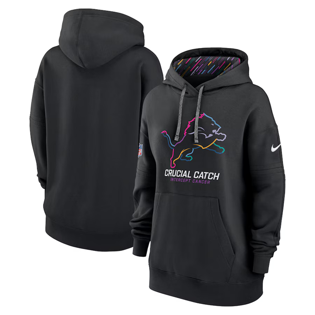 Women's Detroit Lions Black 2024 Crucial Catch Club Pullover Hoodie(Run Small) Women's Detroit Lions Black 2024 Crucial Catch Club Pullover Hoodie(Run Small)