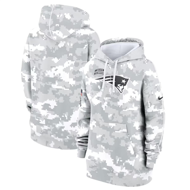 Women's New England Patriots 2024 Arctic Camo Salute To Service Club Fleece Pullover Hoodie(Run Small) Women's New England Patriots 2024 Arctic Camo Salute To Service Club Fleece Pullover Hoodie(Run Small)