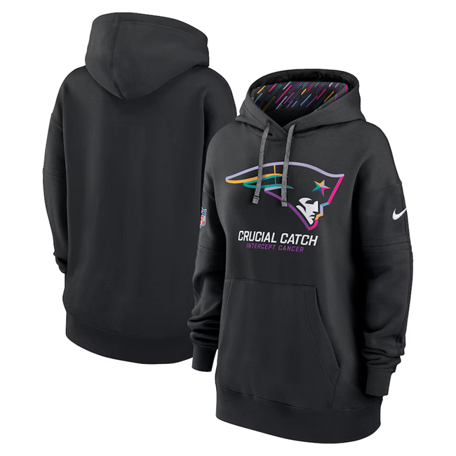 Women's New England Patriots Black 2024 Crucial Catch Club Pullover Hoodie(Run Small) Women's New England Patriots Black 2024 Crucial Catch Club Pullover Hoodie(Run Small)