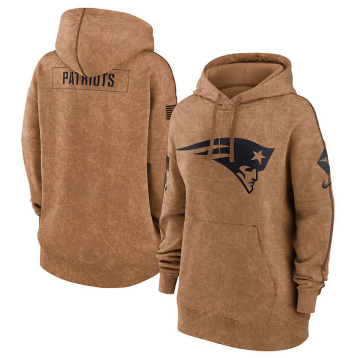 Women's New England Patriots 2023 Brown Salute To Service Pullover Hoodie(Run Small) Women's New England Patriots 2023 Brown Salute To Service Pullover Hoodie(Run Small)