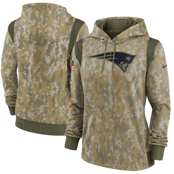 Women's New England Patriots 2021 Camo Salute To Service Therma Performance Pullover Hoodie(Run Small) Women's New England Patriots 2021 Camo Salute To Service Therma Performance Pullover Hoodie(Run Small)