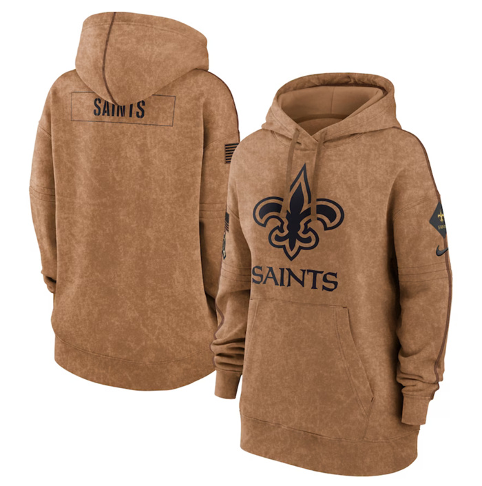 Women's New Orleans Saints 2023 Brown Salute To Service Pullover Hoodie(Run Small) Women's New Orleans Saints 2023 Brown Salute To Service Pullover Hoodie(Run Small)