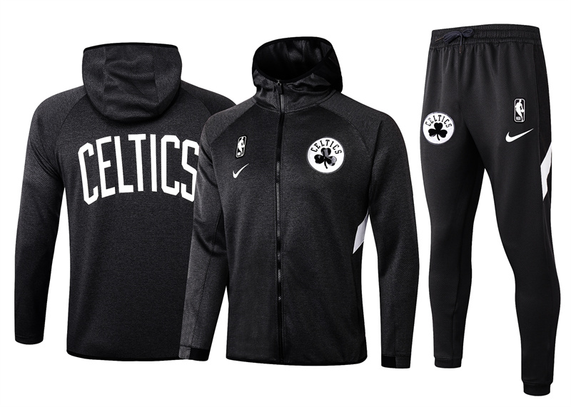 Men's Boston Celtics Black Warmup Hoodiesuit 1