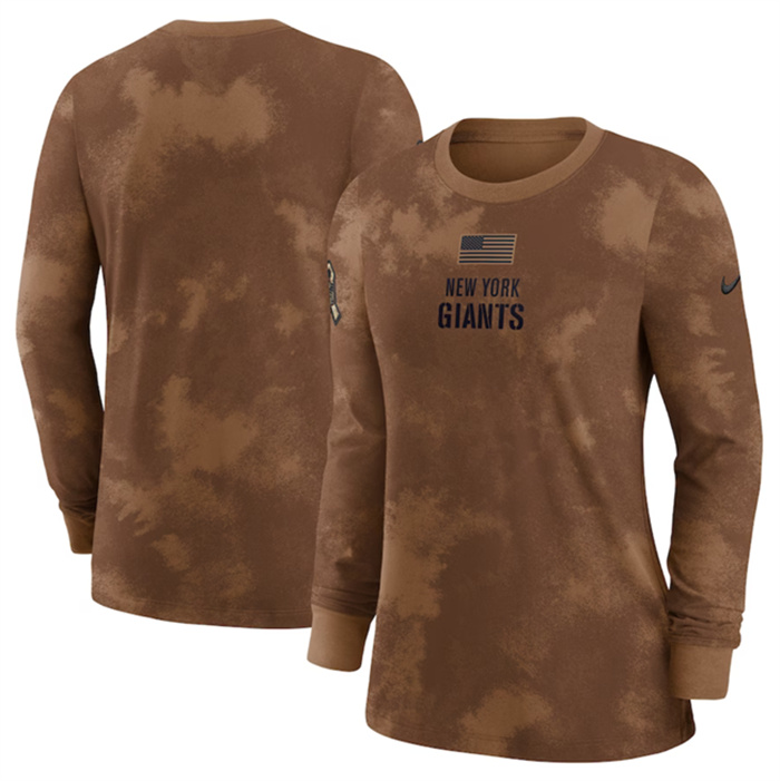 Women's New York Giants Brown 2023 Salute To Service Long Sleeve T-Shirt(Run Small) Women's New York Giants Brown 2023 Salute To Service Long Sleeve T-Shirt(Run Small)