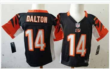Toddler NEW Bengals #14 Andy Dalton Black Team Color Stitched NFL Elite Jersey