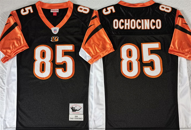 Men's Cincinnati Bengals #85 Chad Ochocinco Black Throwback Stitched Jersey Men's Cincinnati Bengals #85 Chad Ochocinco Black Throwback Stitched Jersey
