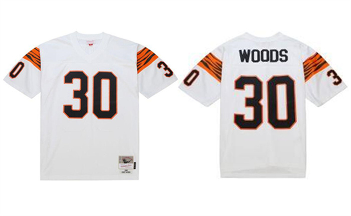 Men's Cincinnati Bengals #30 Ickey Woods White 1988 Stitched Jersey Men's Cincinnati Bengals #30 Ickey Woods White 1988 Stitched Jersey