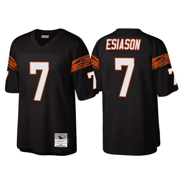 Men's Cincinnati Bengals #7 Boomer Esiason Black Throwback Legacy Stitched Jersey Men's Cincinnati Bengals #7 Boomer Esiason Black Throwback Legacy Stitched Jersey