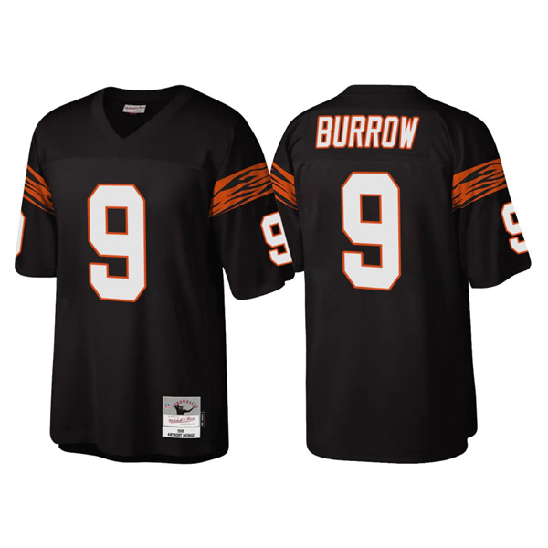 Men's Cincinnati Bengals #9 Joe Burrow Black Throwback Legacy Stitched Jersey Men's Cincinnati Bengals #9 Joe Burrow Black Throwback Legacy Stitched Jersey