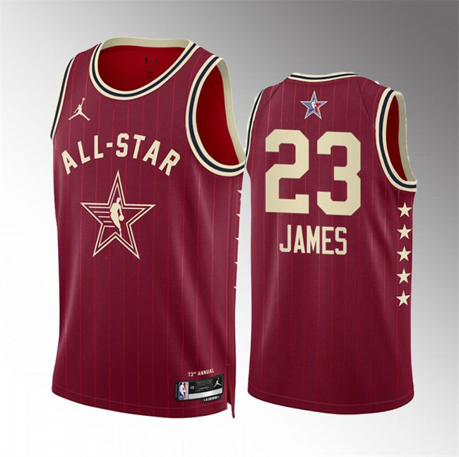 Men's 2024 All-Star #23 LeBron James Crimson Stitched Basketball Jersey Men's 2024 All-Star #23 LeBron James Crimson Stitched Basketball Jersey