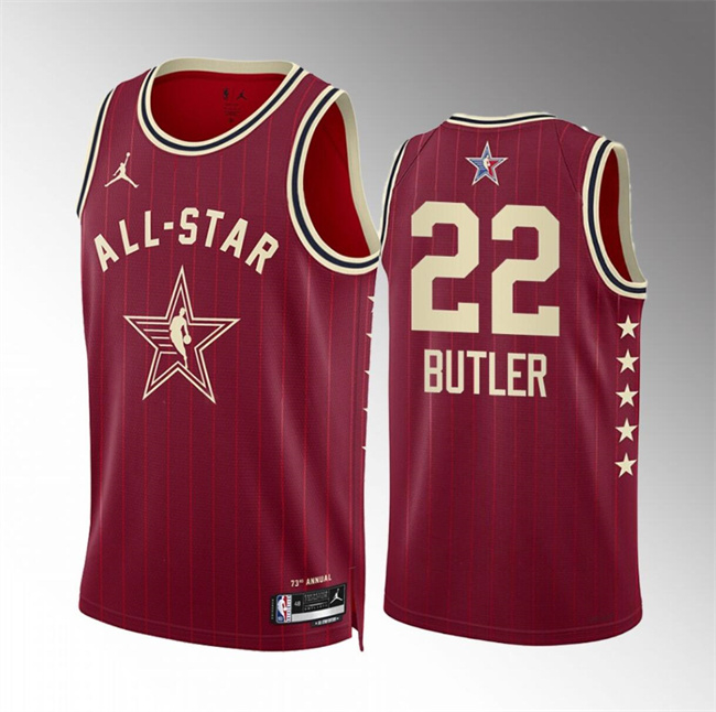 Men's 2024 All-Star #22 Jimmy Butler Crimson Stitched Basketball Jersey Men's 2024 All-Star #22 Jimmy Butler Crimson Stitched Basketball Jersey
