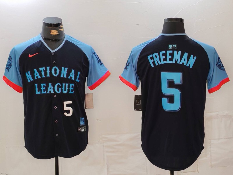 Men's National League #5 Freddie Freeman Navy 2024 All-Star Limited Stitched Baseball Jersey 6 Men's National League #5 Freddie Freeman Navy 2024 All-Star Limited Stitched Baseball Jersey 6