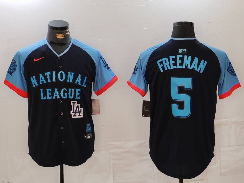 Men's National League #5 Freddie Freeman Navy 2024 All-Star Limited Stitched Baseball Jersey 2 Men's National League #5 Freddie Freeman Navy 2024 All-Star Limited Stitched Baseball Jersey 2