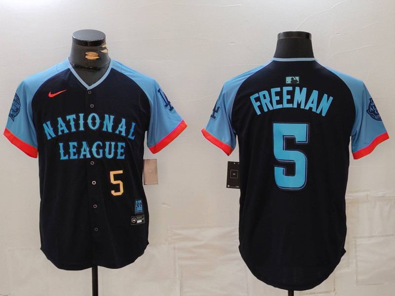 Men's National League #5 Freddie Freeman Navy 2024 All-Star Limited Stitched Baseball Jersey 1 Men's National League #5 Freddie Freeman Navy 2024 All-Star Limited Stitched Baseball Jersey 1