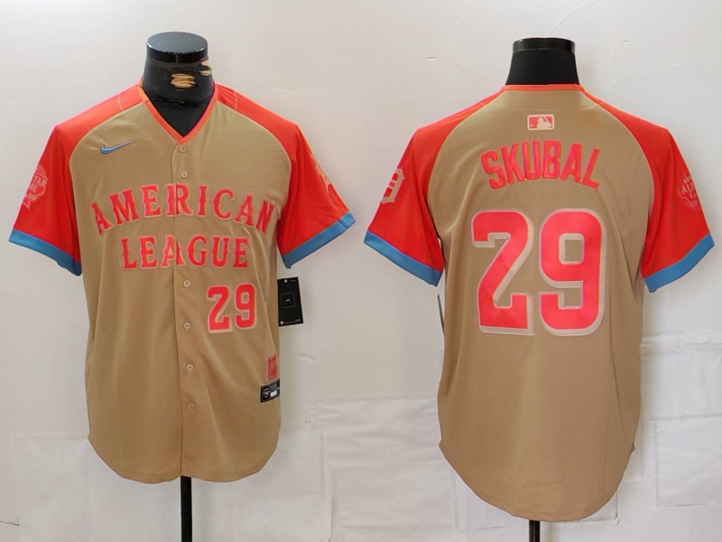 Men's American League #29 Tarik Skubal Cream 2024 All-Star Limited Stitched Baseball Jersey 3 Men's American League #29 Tarik Skubal Cream 2024 All-Star Limited Stitched Baseball Jersey 3
