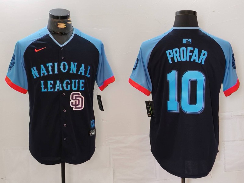 Men's National League #10 Jurickson Profar Navy 2024 All-Star Limited Stitched Baseball Jersey 3 Men's National League #10 Jurickson Profar Navy 2024 All-Star Limited Stitched Baseball Jersey 3