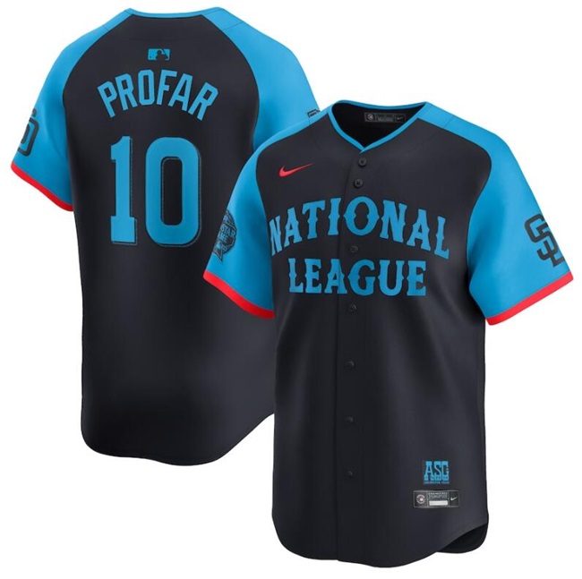 Men's National League #10 Jurickson Profar Navy 2024 All-Star Limited Stitched Baseball Jersey Men's National League #10 Jurickson Profar Navy 2024 All-Star Limited Stitched Baseball Jersey