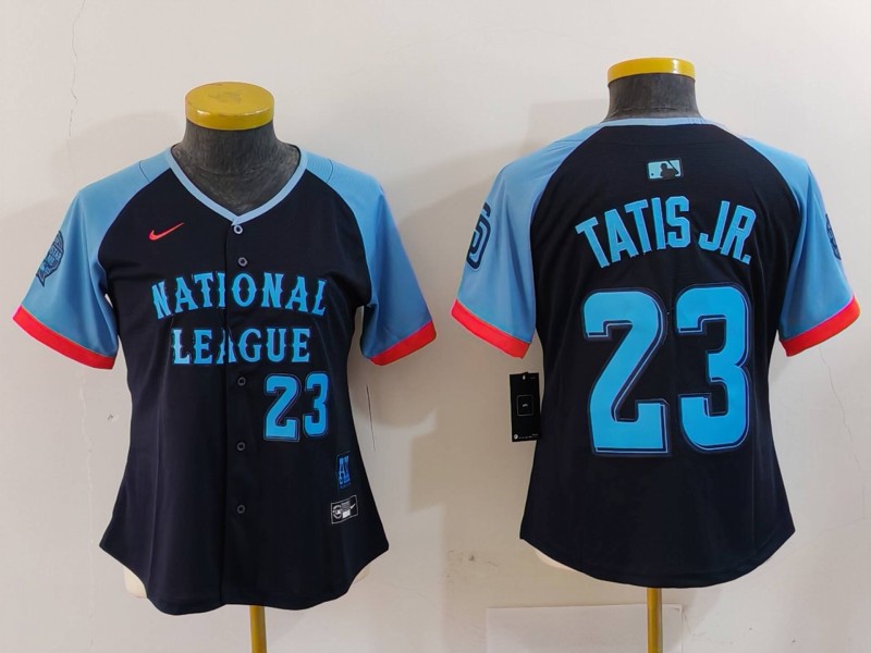 Women's National League #23 Fernando Tatis Jr. Navy 2024 All-Star Limited Stitched Baseball Jersey(Run Small) 1 Women's National League #23 Fernando Tatis Jr. Navy 2024 All-Star Limited Stitched Baseball Jersey(Run Small) 1