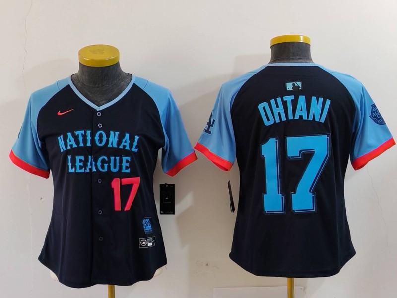 Women's National League #17 Shohei Ohtani Navy 2024 All-Star Limited Stitched Baseball Jersey(Run Small) 5 Women's National League #17 Shohei Ohtani Navy 2024 All-Star Limited Stitched Baseball Jersey(Run Small) 5