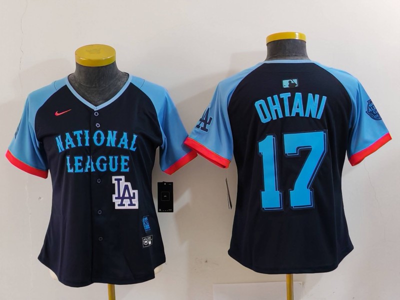 Women's National League #17 Shohei Ohtani Navy 2024 All-Star Limited Stitched Baseball Jersey(Run Small) 2 Women's National League #17 Shohei Ohtani Navy 2024 All-Star Limited Stitched Baseball Jersey(Run Small) 2