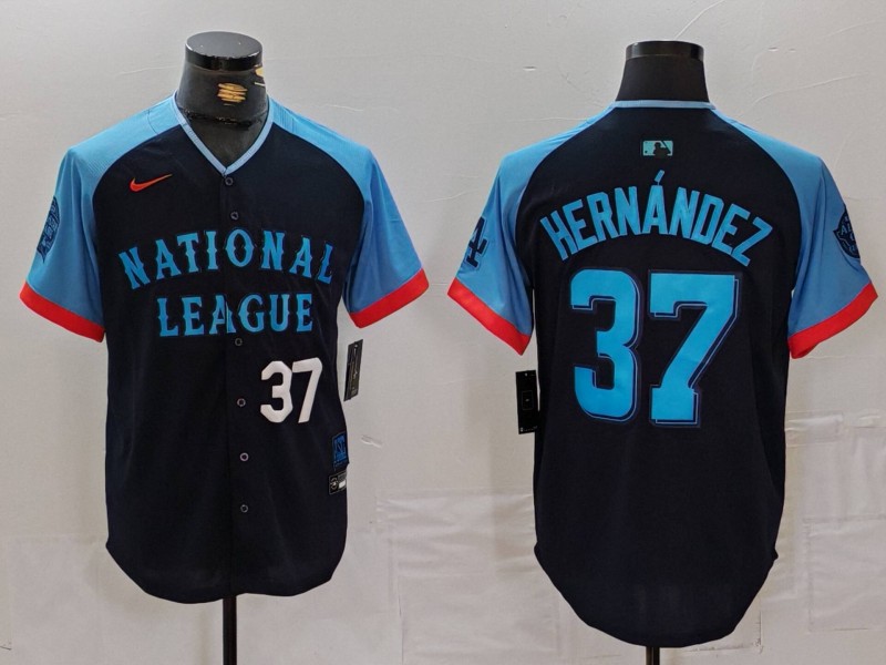Men's National League #37 Teoscar Hernandez Navy 2024 All-Star Limited Stitched Baseball Jersey 5 Men's National League #37 Teoscar Hernandez Navy 2024 All-Star Limited Stitched Baseball Jersey 5
