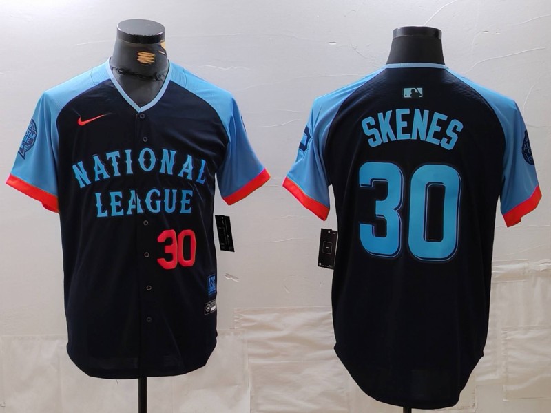 Men's National League #30 Paul Skenes Navy 2024 All-Star Limited Stitched Baseball Jersey 3 Men's National League #30 Paul Skenes Navy 2024 All-Star Limited Stitched Baseball Jersey 3