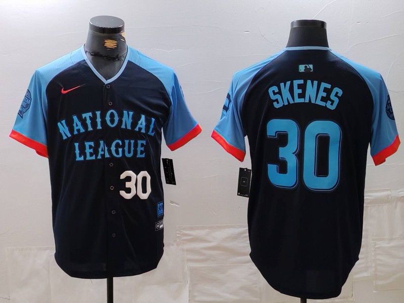 Men's National League #30 Paul Skenes Navy 2024 All-Star Limited Stitched Baseball Jersey 2 Men's National League #30 Paul Skenes Navy 2024 All-Star Limited Stitched Baseball Jersey 2