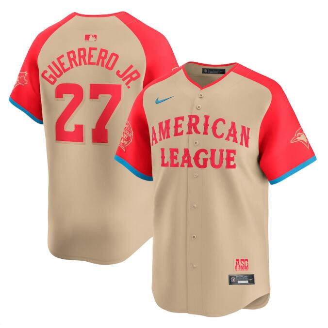Men's American League #27 Vladimir Guerrero Jr. Cream 2024 All-Star Limited Stitched Jersey Men's American League #27 Vladimir Guerrero Jr. Cream 2024 All-Star Limited Stitched Jersey