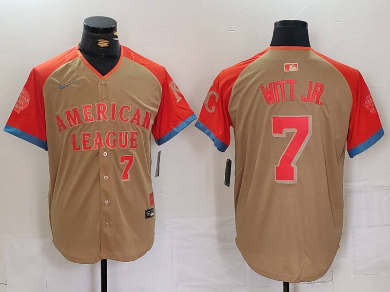 Men's American League #7 Bobby Witt Jr. Cream 2024 All-Star Limited Stitched Jersey 6 Men's American League #7 Bobby Witt Jr. Cream 2024 All-Star Limited Stitched Jersey 6