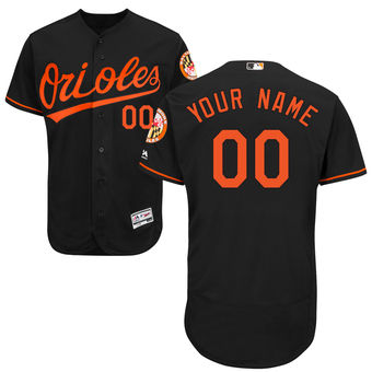 Men's Baltimore Orioles Majestic Alternate Black Flex Base Authentic Collection Custom Jersey Men's Baltimore Orioles Majestic Alternate Black Flex Base Authentic Collection Custom Jersey
