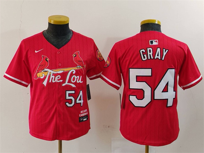 Youth St. Louis Cardinals #54 Sonny Gray Red 2024 City Connect Limited Stitched Baseball Jersey Youth St. Louis Cardinals #54 Sonny Gray Red 2024 City Connect Limited Stitched Baseball Jersey