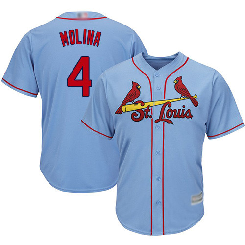 Cardinals #4 Yadier Molina Light Blue Cool Base Stitched Youth Baseball Jersey Cardinals #4 Yadier Molina Light Blue Cool Base Stitched Youth Baseball Jersey