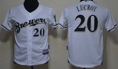 Kids Milwaukee Brewers 20 Lucroy White MLB Jerseys Kids Milwaukee Brewers 20 Lucroy White MLB Jerseys