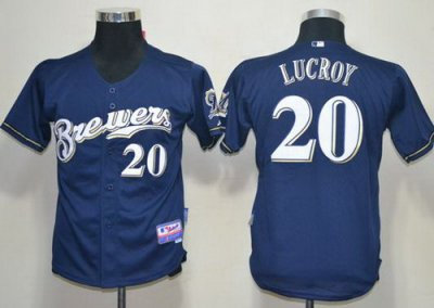 Kids Milwaukee Brewers 20 Lucroy Blue MLB Jerseys Kids Milwaukee Brewers 20 Lucroy Blue MLB Jerseys