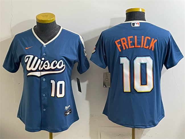 Youth Milwaukee Brewers #10 Sal Frelick Mineral Blue 2026 City Connect Stadium Stitched Baseball Jersey Youth Milwaukee Brewers #10 Sal Frelick Mineral Blue 2026 City Connect Stadium Stitched Baseball Jersey