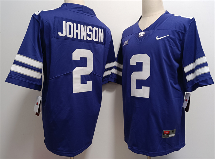 Men's Kansas State Wildcats #2 Avery Johnson Purple Vapor Stitched Jersey Men's Kansas State Wildcats #2 Avery Johnson Purple Vapor Stitched Jersey
