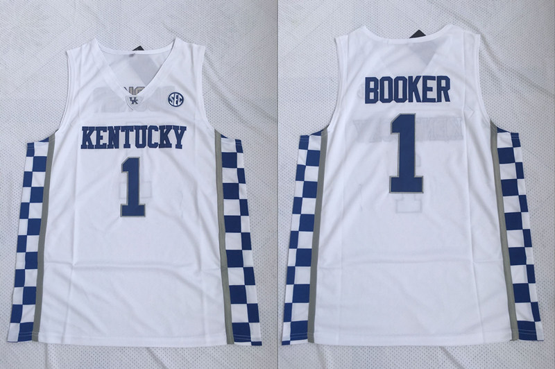Kentucky Wildcats 1 Devin Booker White College Basketball Jersey Kentucky Wildcats 1 Devin Booker White College Basketball Jersey