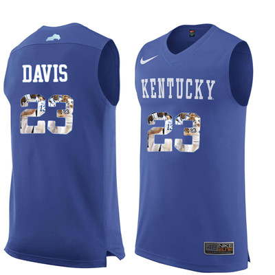 Kentucky Wildcats 23 Anthony Davis Royal Blue With Portrait Print College Basketball Jersey