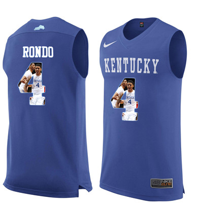 Kentucky Wildcats 4 Rajon Rondon Royal Blue With Portrait Print College Basketball Jersey